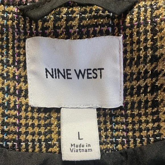 Nine West Brown Plaid Blazer with Gold Buttons - Picture 14 of 14